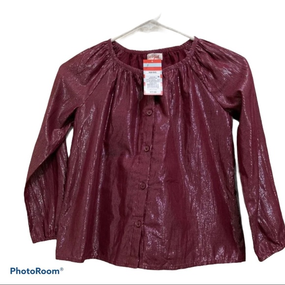 Cat & Jack Sparkle Long Sleeve Peasant Blouse Top - Picture 1 of 6